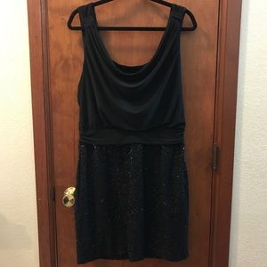 Bisou Bisou Black Dress with Draped Neckline